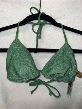 Green Glitter shimmer Triangle Bikini Top Pink Victoria